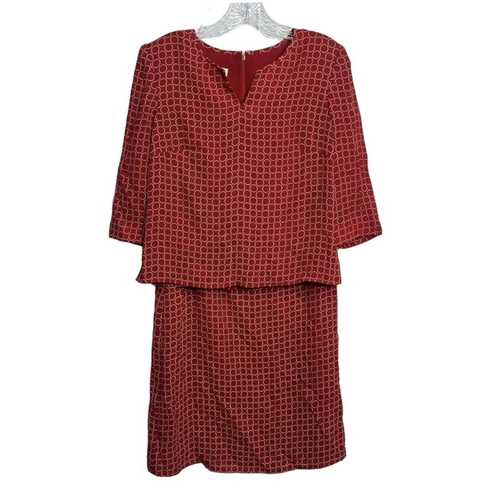 Talbots Vintage Skirt Set Womens Size 6 Red White 3/4 Sleeve Blouse‎ Classic